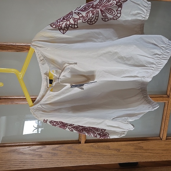 Boho Medium Embroidered Cream Womens Viral New Summer Granola Blouse - Picture 13 of 13